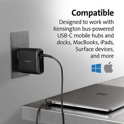 Kensington 100W USB-C GaN Power Adapter, Black (K33821NA)