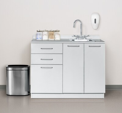 Viva Comfort 36.75"H x 42"W Exam Room Medical Cabinet With Sink, 2-Doors, 3-Drawers, Gray (ADIME902-BASE-42-RS-GRY-MK)