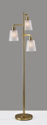 Adesso Gio 65"H Antique Brass Floor Lamp with White Glossed Glass Shades (3312-21)