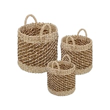 Honey-Can-Do Coastal Tea-Stained Baskets with Handles, Nesting, Brown, 3/Set (STO-07883)