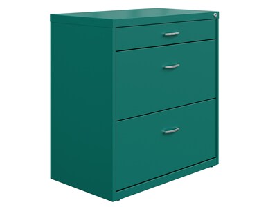 Space Solutions 3-Drawer Lateral File Cabinet, Letter/Legal Size, Lockable, 31.88"H x 30"W x 17.63"D, Teal (25074)