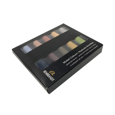 Rembrandt Soft Half Stick Pastel Muted Colors Micro Set, Assorted Colors, 10/Set (RBX31821005)