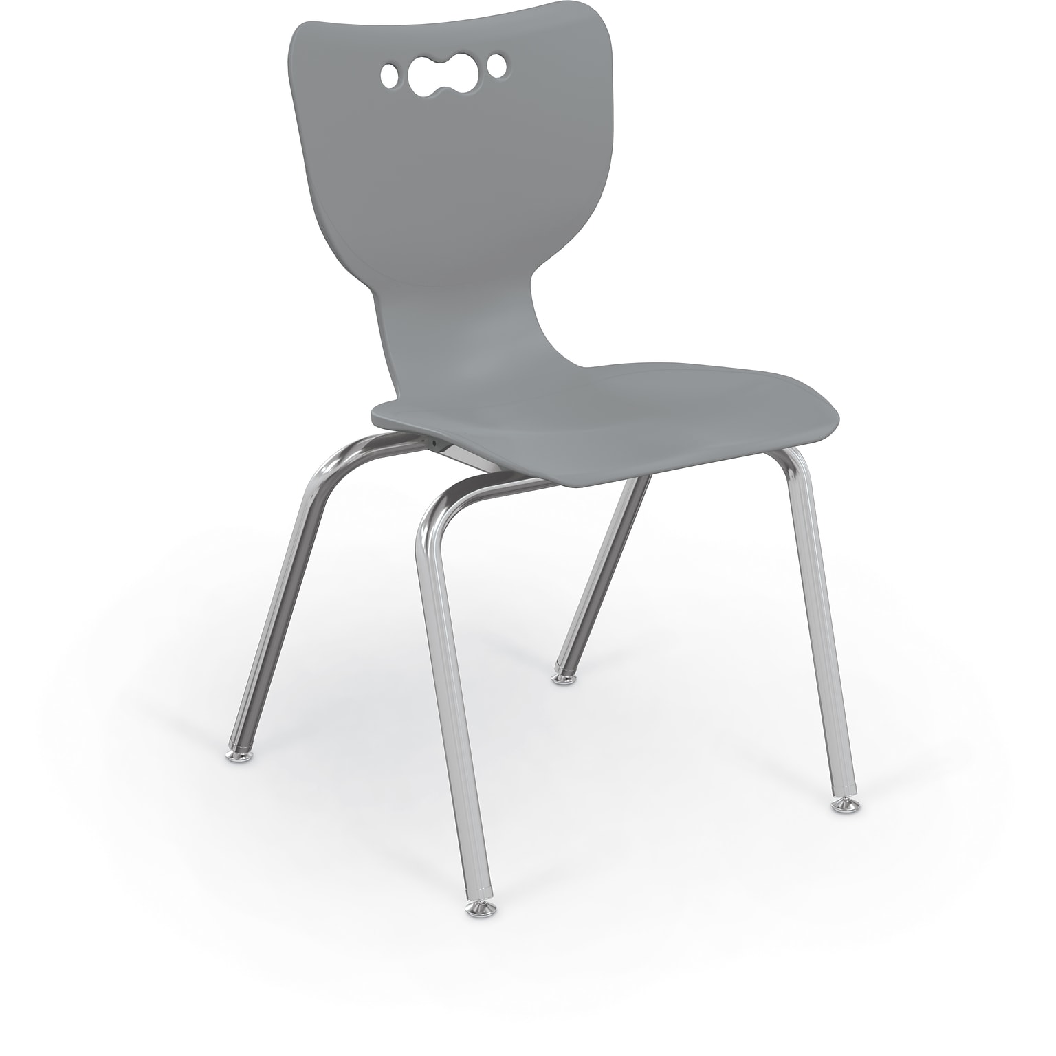 MooreCo 18 Hierarchy Student Chair with 4 Legs, Grey/Chrome Base (703673611138)