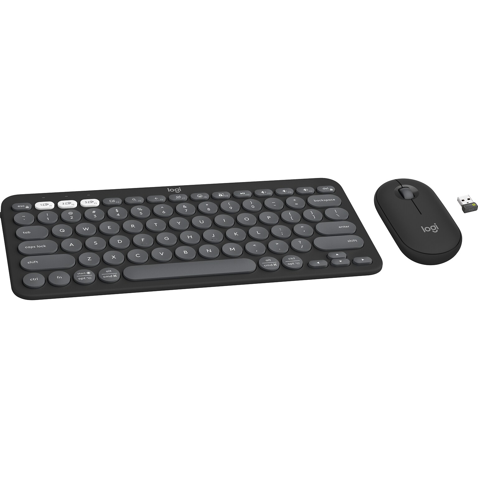 Logitech Pebble 2 Combo Wireless Keyboard and Optical Mouse Combo, Tonal Graphite (920-012061)