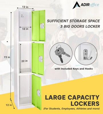 AdirOffice 72H 3-Tier Green Storage Locker (ADI629-203-GRN-DL)