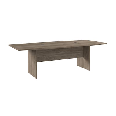 Bush Business Furniture 96W x 42D Boat Shaped Conference Table with Wood Base, Modern Hickory (99TB9