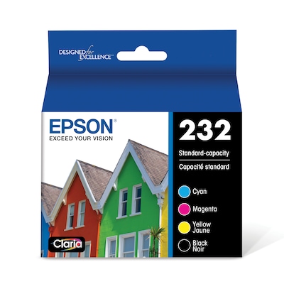 Epson 232 Cyan/Magenta/Yellow/Black Standard Yield Ink Cartridges, 4/Pack (T232120-BCS)