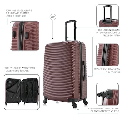DUKAP Adly 28" Hardside Suitcase, 4-Wheeled Spinner, TSA Checkpoint Friendly, Wine (DKADL00L-WIN)