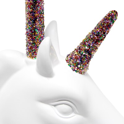 Creekwood Home Whimsilux 15.5" LED Table Lamp, White/Rainbow Glitter (CWT-2023-RN)