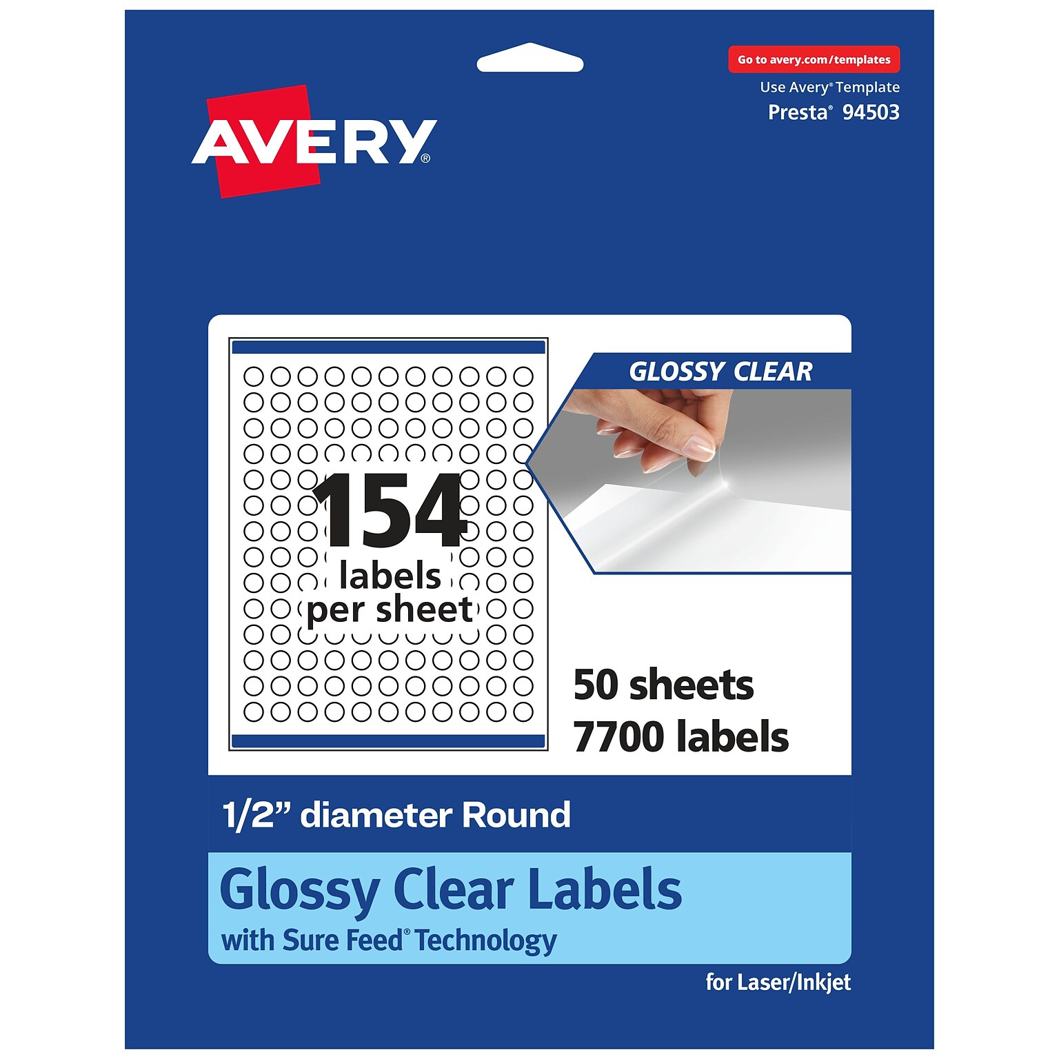 Avery Laser/Inkjet Round Multipurpose Labels, 0.5 Dia., 7700 Labels/Box (94503)
