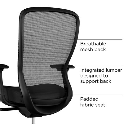 Workplace2.0™ Ayalon Ergonomic Fabric Swivel Task Chair, Black (UN51505)
