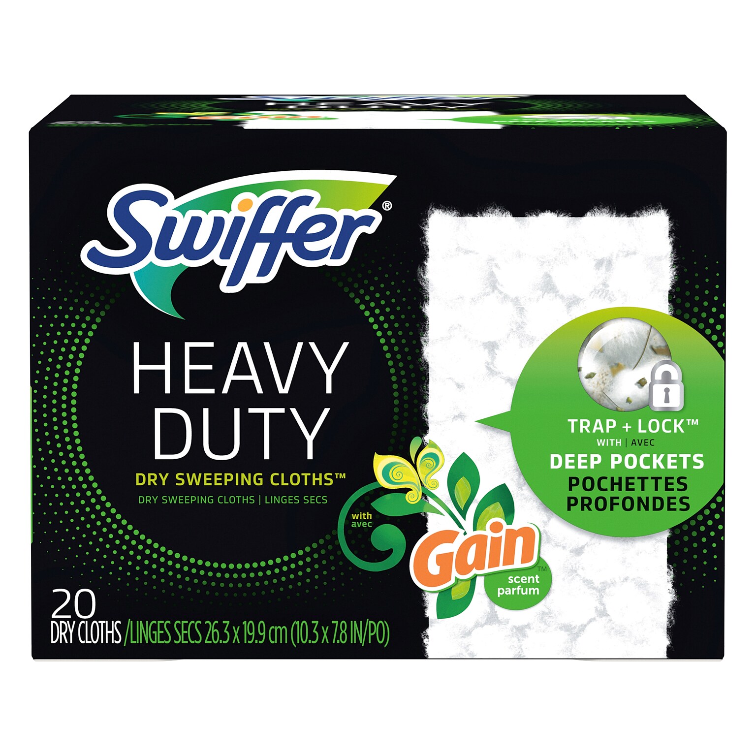 Swiffer Sweeper Heavy-Duty Dry Cloth Refill, Gain Scent, White, 20/Pack (94136)