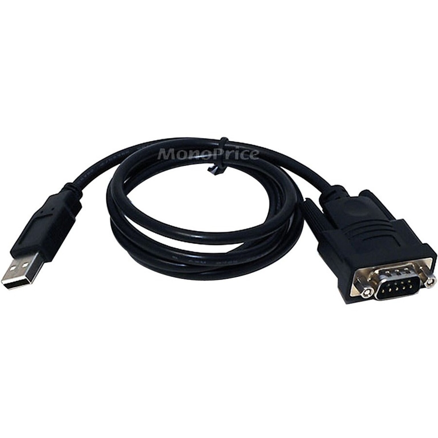 Monoprice 3 ft. USB to Serial Converter Cable, DB9M to USB-A, Black (3726)