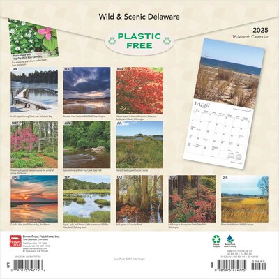 2025 BrownTrout Delaware Wild & Scenic 12 x 12 Monthly  Wall Calendar (9781975474775)