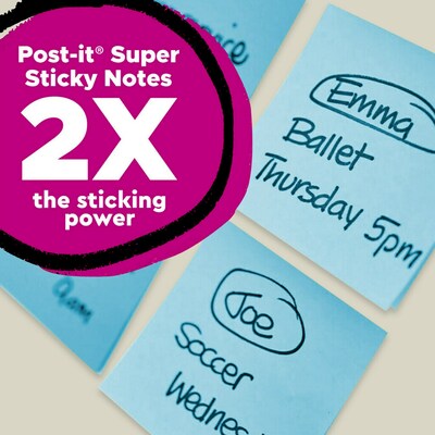 Post-it Recycled Super Sticky Notes, 3" x 3", Oasis Collection, 70 Sheets/Pad, 12 Pads/Pack (654R-12SST)