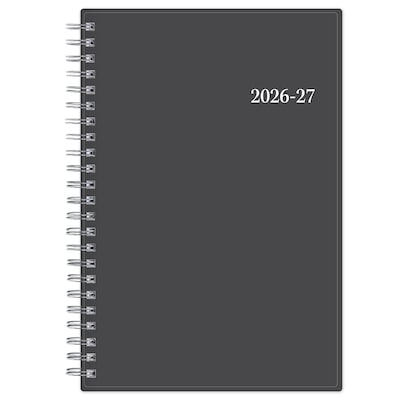 2026-2027 Blue Sky Collegiate 5 x 8 Academic Year Weekly & Monthly Planner, Plastic Cover, Gray (100139-A27)