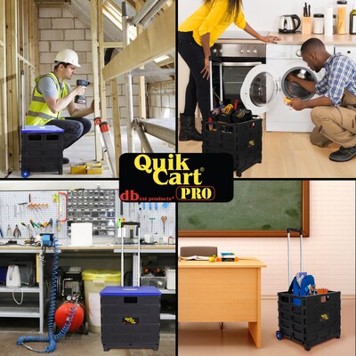 Dbest Quik Cart Pro Rolling Crate Teacher Utility with Seat, Blue (01-805)