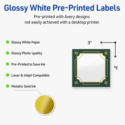 Avery Square Multipurpose Labels, 3 x 3, White, 60/Pack (19479370385)