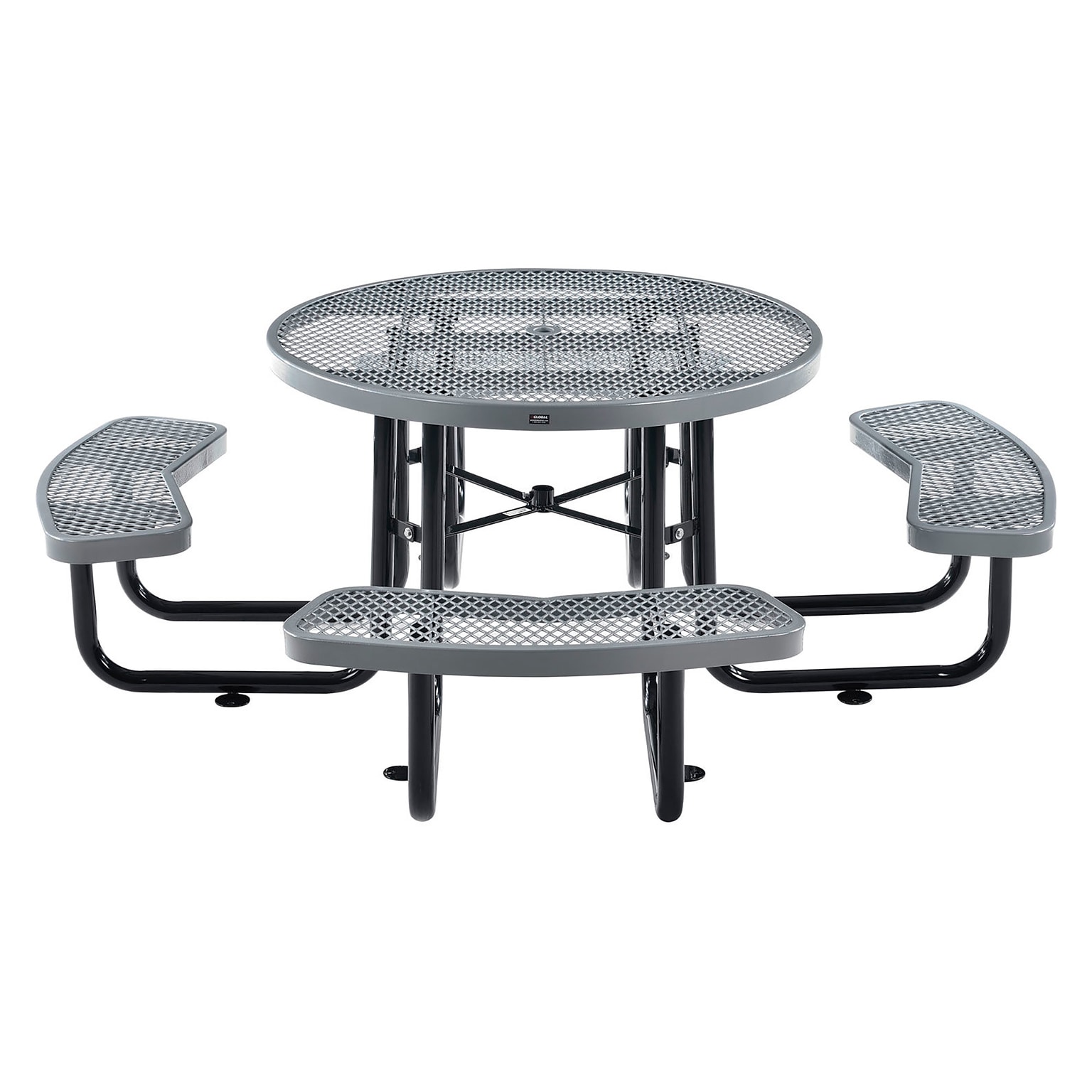 Global Industrial 46 Round Picnic Table, Expanded Metal, Gray (277150GY)