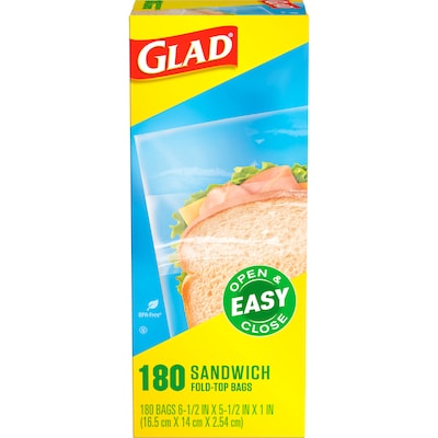 Glad Fold Top Sandwich Bag, 180 Bags/Box (00180)