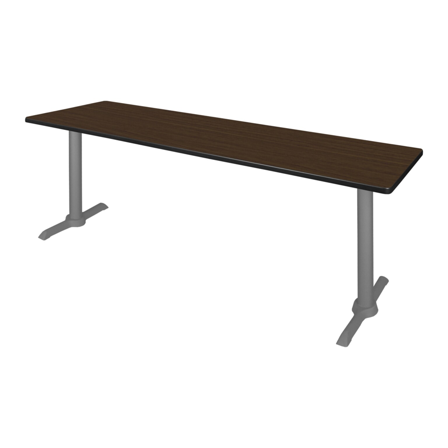 Regency Cain Steel T-Base Training Seminar Table, 84 x 24, Neo Walnut/Grey Base (MTRCT8424NWGY)