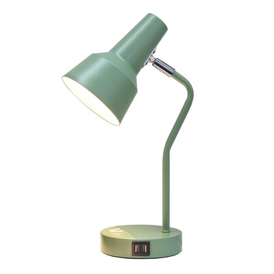 Simple Designs Sleek Essentials LED Desk Lamp, 15.2, with USB Ports, Sage Green (LD1072-SGE)