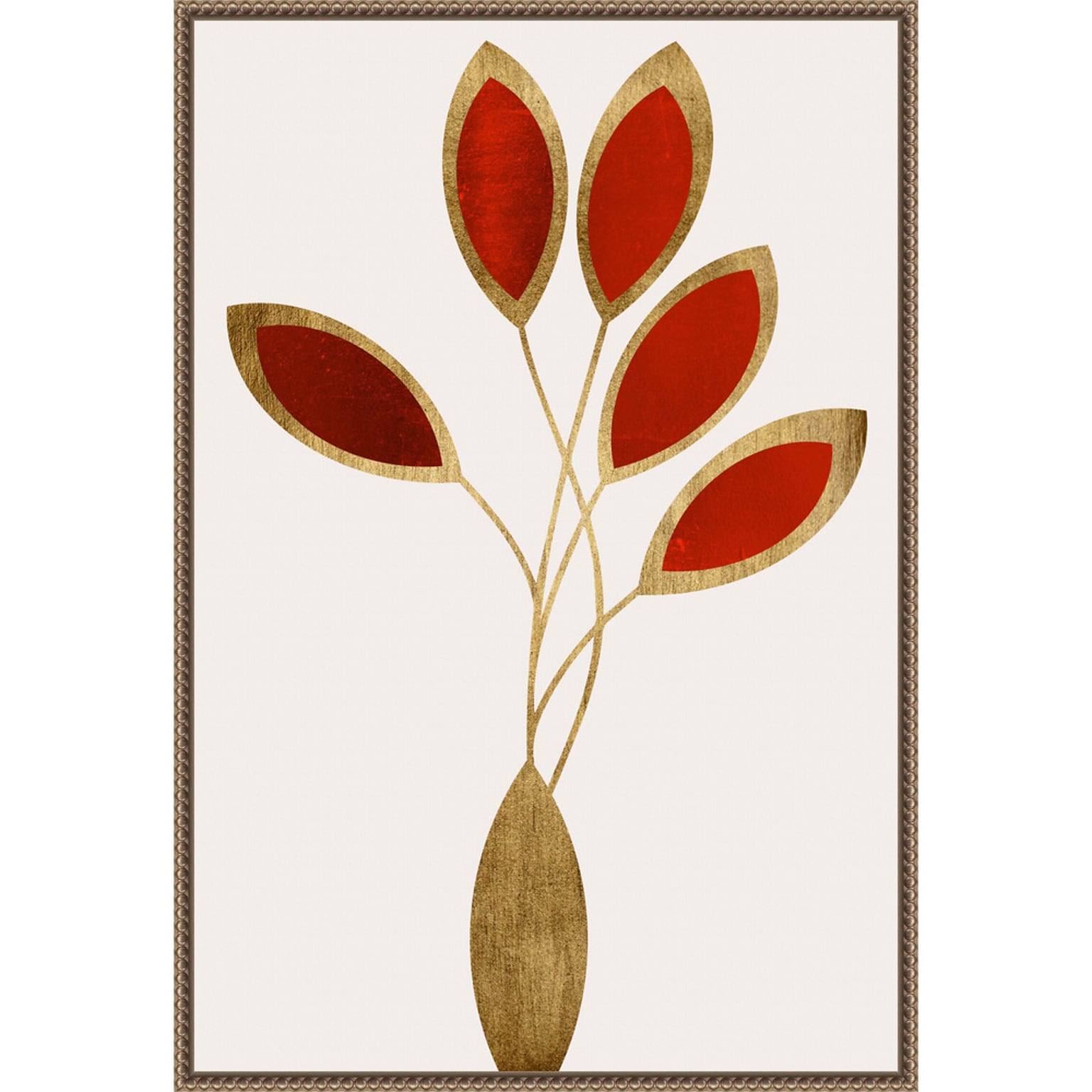 Amanti Art Five Red Flowers by Kubistika  Framed Canvas Wall Art Print, 23 x 33 (A42678302736)