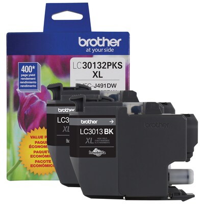 Brother LC30132 Black High Yield Ink Cartridge, 2/Pack (LC30132PKS)