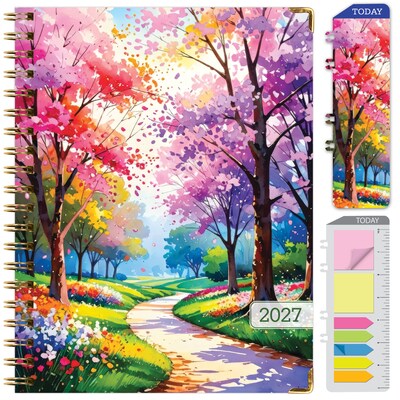 2027 Excello Brands 9 x 11 Weekly & Monthly Standard Planner, Paperboard Cover, Watercolor Tree (FSHN-CY27-8511-43)