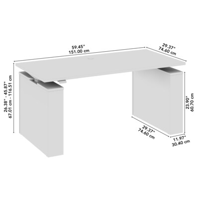 Bush Business Furniture Stratus 60"W Electric Rectangular Adjustable Standing Desk, Platinum Gray (SUT001PG)