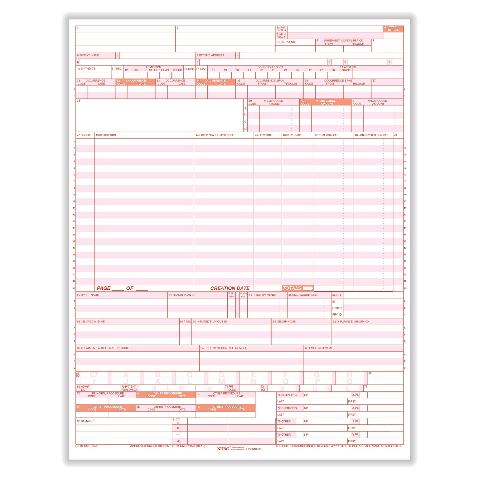 ComplyRight UB-04 Hospital Claim Form, 500 Forms/Pack (UB04LC5)