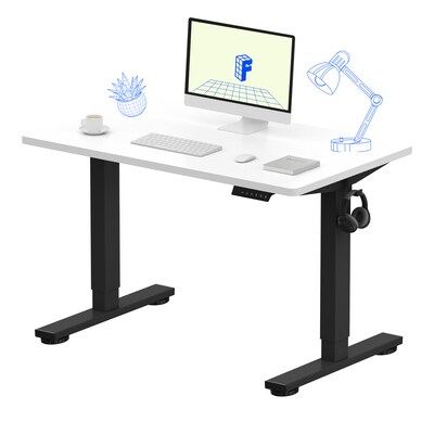FlexiSpot E2 42W Electric Adjustable Standing Desk, White/Black (E2B4224W)
