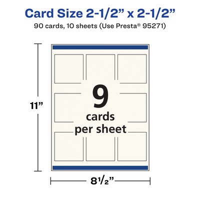 Avery Business Cards, 2.5" x 2.5", Matte Ivory, 90/Pack (95271)