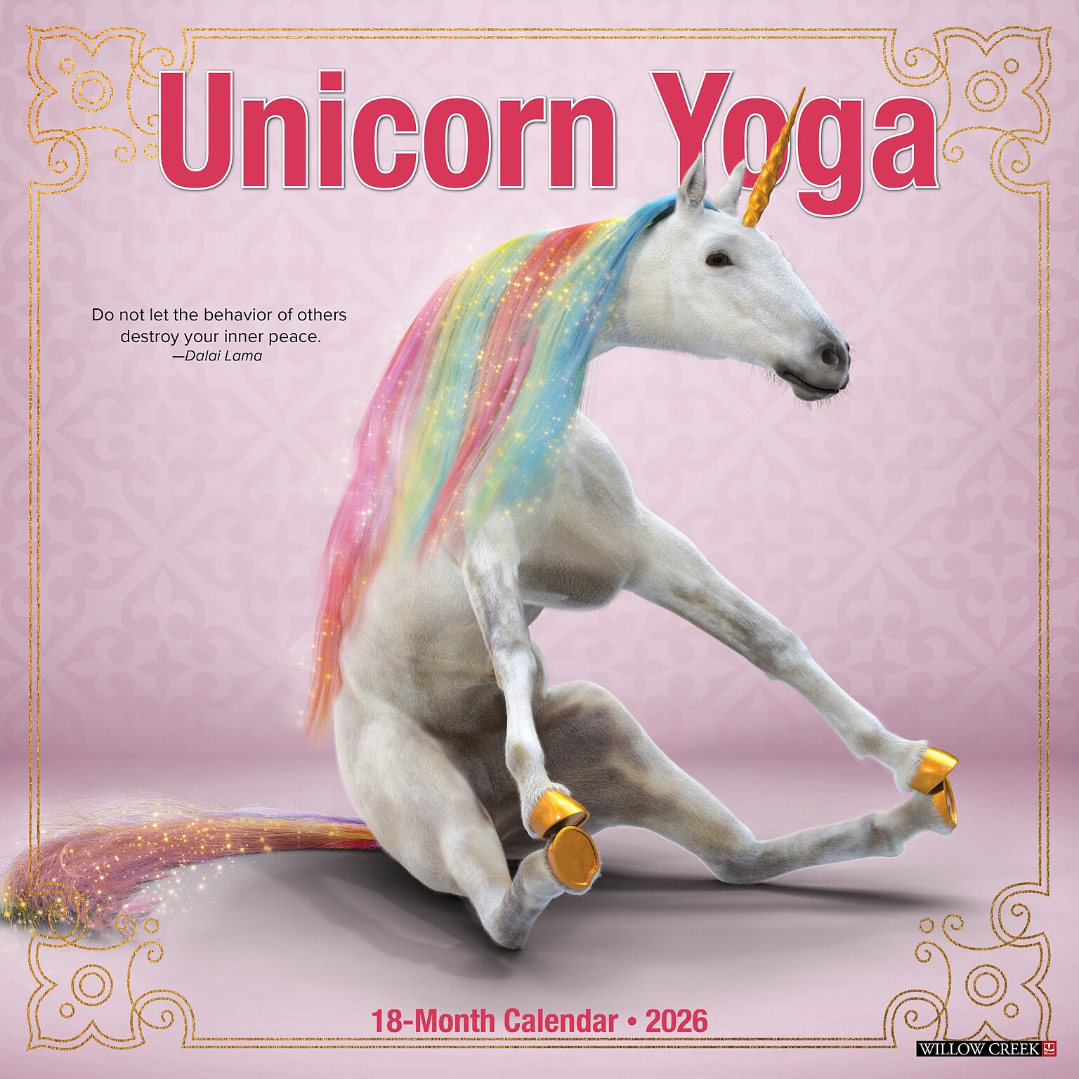 2026 Willow Creek Unicorn Yoga 12 x 12 Monthly Wall Calendar (53058)