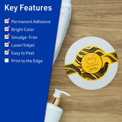 Avery Cigar Laser/Inkjet Multipurpose Labels, 2-3/8 x 8, Bright Yellow (60/Pack)