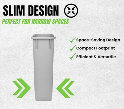 Alpine Industries Plastic Trash Can, 23 Gallon, Gray (ALP477-GRY)