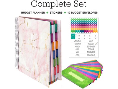 Global Printed Products 8.5" x 11" Budget Planner & Monthly Bill Organizer, Paperboard Cover, Pink/White (GPP-0073A)