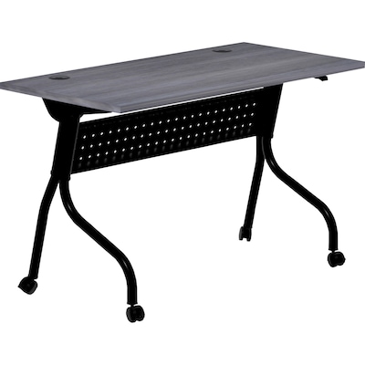 Lorell 48W x 23.6D Foldable Flip Top Training Table, Melamine, With Wheels, Charcoal (LLR59489)