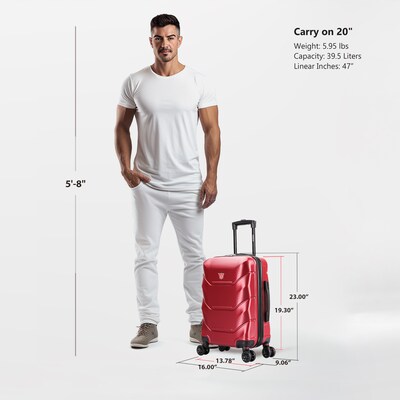 DUKAP Zonix 20 Hardside Carry-On Suitcase, 4-Wheeled Spinner, TSA Checkpoint Friendly, Wine (DKZON00S-WIN)
