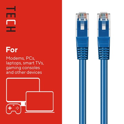 Staples TECH 50' Cat-6 Ethernet Cable, Male to Male, Blue (ST62450)