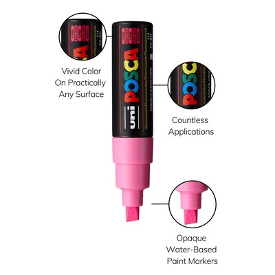 POSCA PC-8K Water Based Paint Marker, Broad Chisel Tip, Fluorescent Pink, 2/Pack (UBCPC8KFPINK-2)