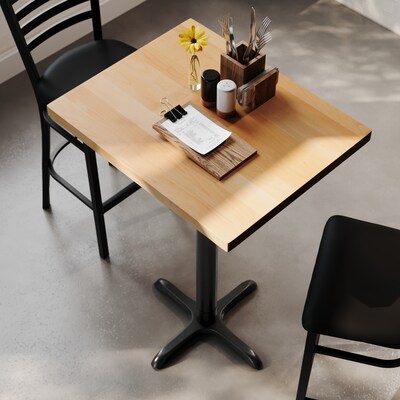 Flash Furniture Bennett Wooden Commercial Indoor Table, 30" x 24", Natural Top/Black Base (GSF2430NTT2222B)