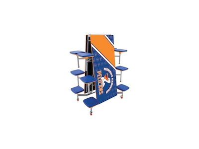 AmTab Rectangular Mobile Cafeteria Table w/ 12 Stools, 30" x 145", Assorted Colors (MST1212)