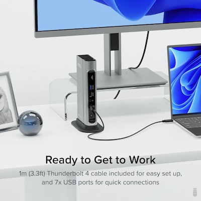 Plugable 16-in-1 Thunderbolt 4 Docking Station for 4 Monitor Setup, 100W, Silver/Black (TBT4-UDZ)