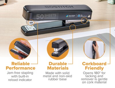 Bostitch Titan Heavy Duty Desktop Stapler, 50-Sheet Capacity, Staples Included, Black (B615-BLK-VP)