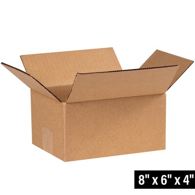 8 x 6 x 4 Standard Shipping Boxes, 32 ECT, Kraft, 25/Bundle (80604)