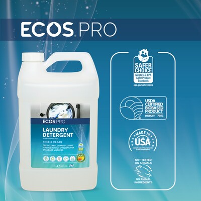 ECOS PRO Free & Clear HE Liquid Laundry Detergent, 128 Loads, 128 oz., 4/Carton (PL9764/04)