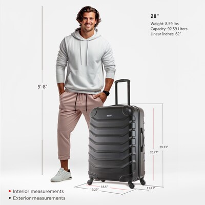 InUSA Endurance 29.33" Hardside Suitcase, 4-Wheeled Spinner, TSA Checkpoint Friendly, Black (IUEND00L-BLK)