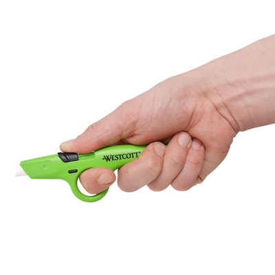 Westcott Full Size Retractable Box Cutter, Green, 6/Box (17530)