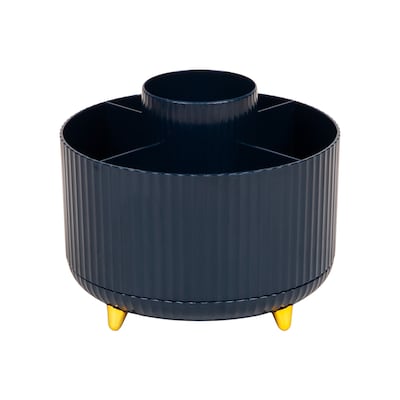 Staples 5-Compartment Rotating Plastic Desk Organizer, Navy Blue (ST63867)